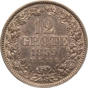 German States Bremen 12 Grote 1859 Silver