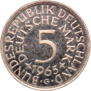 Germany, Federal Republic 5 Mark 1965 G Rare Silver
