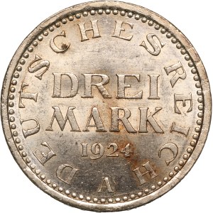 Germany, Weimar Republic 3 Mark 1924 A Silver