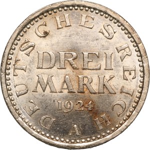 Germany, Weimar Republic 3 Mark 1924 A Silver