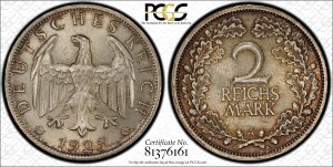 Germany, Weimar Republic 2 Reichsmark 1925 A Silver