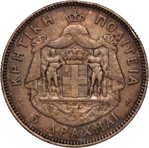 Greece 5 Drachmai 1901 Crete Silver