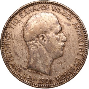 Greece Crete 5 Drachmai 1901 F Silver