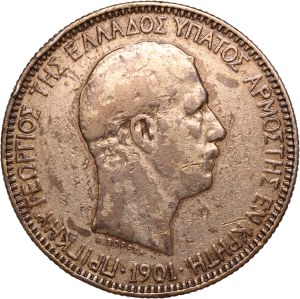Greece Crete 5 Drachmai 1901 F Silver