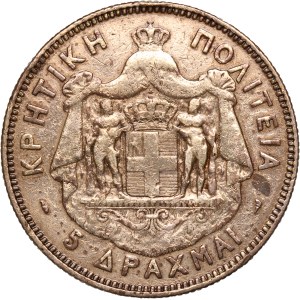 Greece Crete 5 Drachmai 1901 F Silver