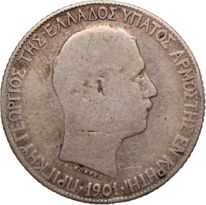 Greece 1 Drachma 1901 A Silver