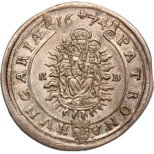 Hungary 15 Krajczar 1674 KB Silver