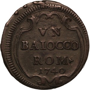 Italian States Papal States 1 Baiocco 1740 Rare type