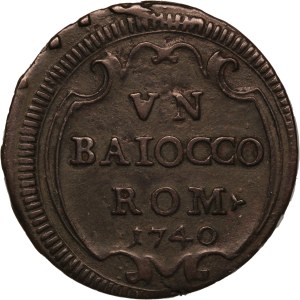 Italian States Papal States 1 Baiocco 1740 Rare type