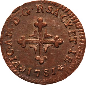 Italian States Kingdom of Piedmont-Sardinia 1/2 Soldo 1781 Rare