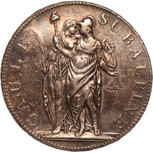 Italian States Piedmont Republic 5 Francs 1802 Silver