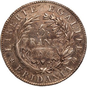 Italian States Piedmont Republic 5 Francs 1802 Silver