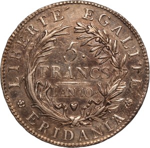 Italian States Piedmont Republic 5 Francs 1802 Silver