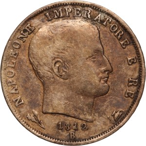 Italian States Kingdom of Napoleon 1 Lira 1812 B Silver