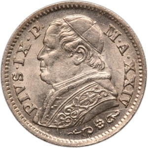 Italian States Papal States 50 Centesimi 1869 R A. XXIV Rare Silver