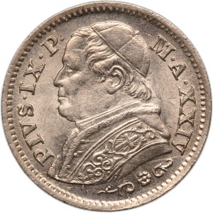 Italian States Papal States 50 Centesimi 1869 R A. XXIV Rare Silver
