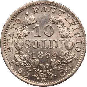 Italian States Papal States 50 Centesimi 1869 R A. XXIV Rare Silver