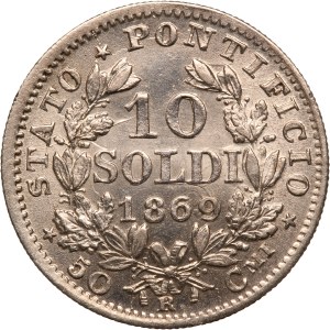 Italian States Papal States 50 Centesimi 1869 R A. XXIV Rare Silver