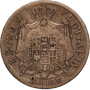 Italy 2 Lire 1813 V Overdate Silver