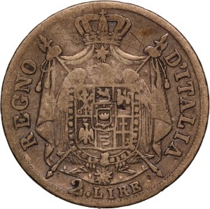 Italy 2 Lire 1813 V Overdate Silver