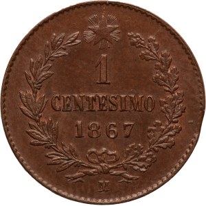 Italy 1 Centesimo 1867 M Mint Error