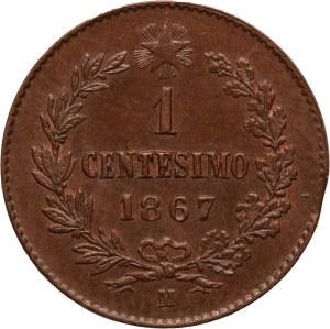 Italy 1 Centesimo 1867 M Mint Error