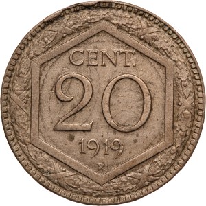 Italy 20 Centesimi 1919 R Mint Error