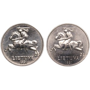 Lithuania Lot of 2 Coins 1991 Prooflike