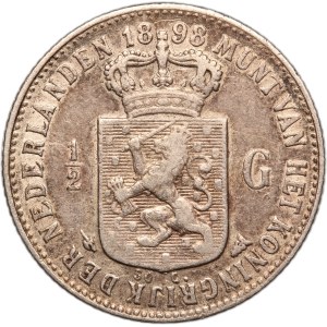 Netherlands 1/2 Gulden 1898 Silver