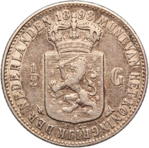 Netherlands 1/2 Gulden 1898 Silver