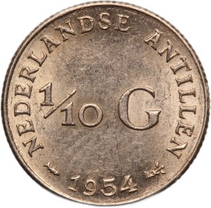 Netherlands 1/10 Gulden 1954 Netherlands Antilles Silver
