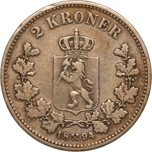 Norway 2 Kroner 1894 Silver