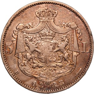 Romania 5 Lei 1883 B Silver