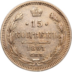 Russia 15 Kopecks 1861 FB Silver