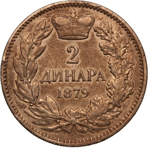 Serbia 2 Dinara 1879 Silver