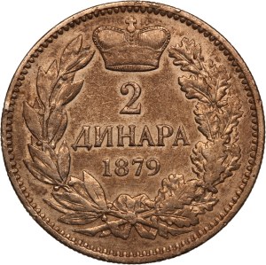 Serbia 2 Dinara 1879 Silver