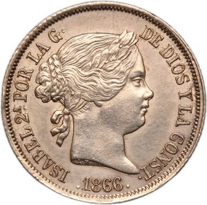 Spain 40 Centimos 1866 de Escudo Silver