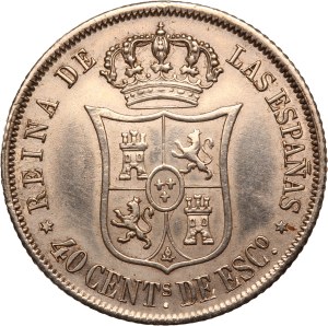 Spain 40 Centimos 1866 de Escudo Silver