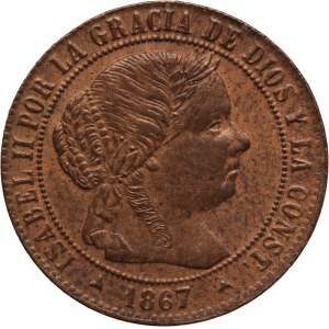 Spain 1/2 Centimo 1867 OM