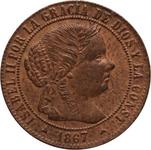 Spain 1/2 Centimo 1867 OM