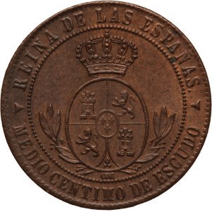 Spain 1/2 Centimo 1867 OM