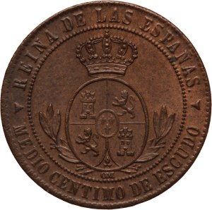 Spain 1/2 Centimo 1867 OM