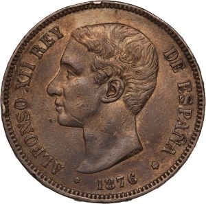 Spain 5 Pesetas 1876 DEM Silver