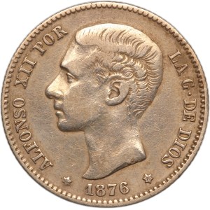 Spain 1 Peseta 1876 DEM Silver