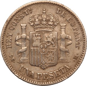 Spain 1 Peseta 1876 DEM Silver