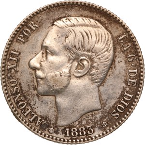 Spain 1 Peseta 1883 MSM (18-83) Silver