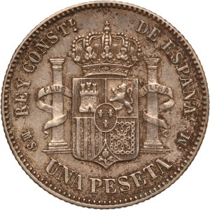 Spain 1 Peseta 1883 MSM (18-83) Silver