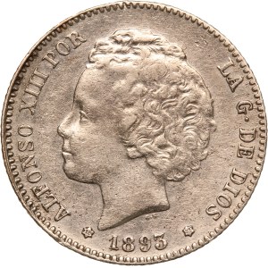 Spain 1 Peseta 1893 PGL (18-93) Silver