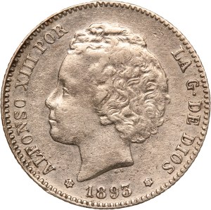 Spain 1 Peseta 1893 PGL (18-93) Silver
