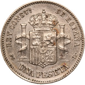 Spain 1 Peseta 1893 PGL (18-93) Silver